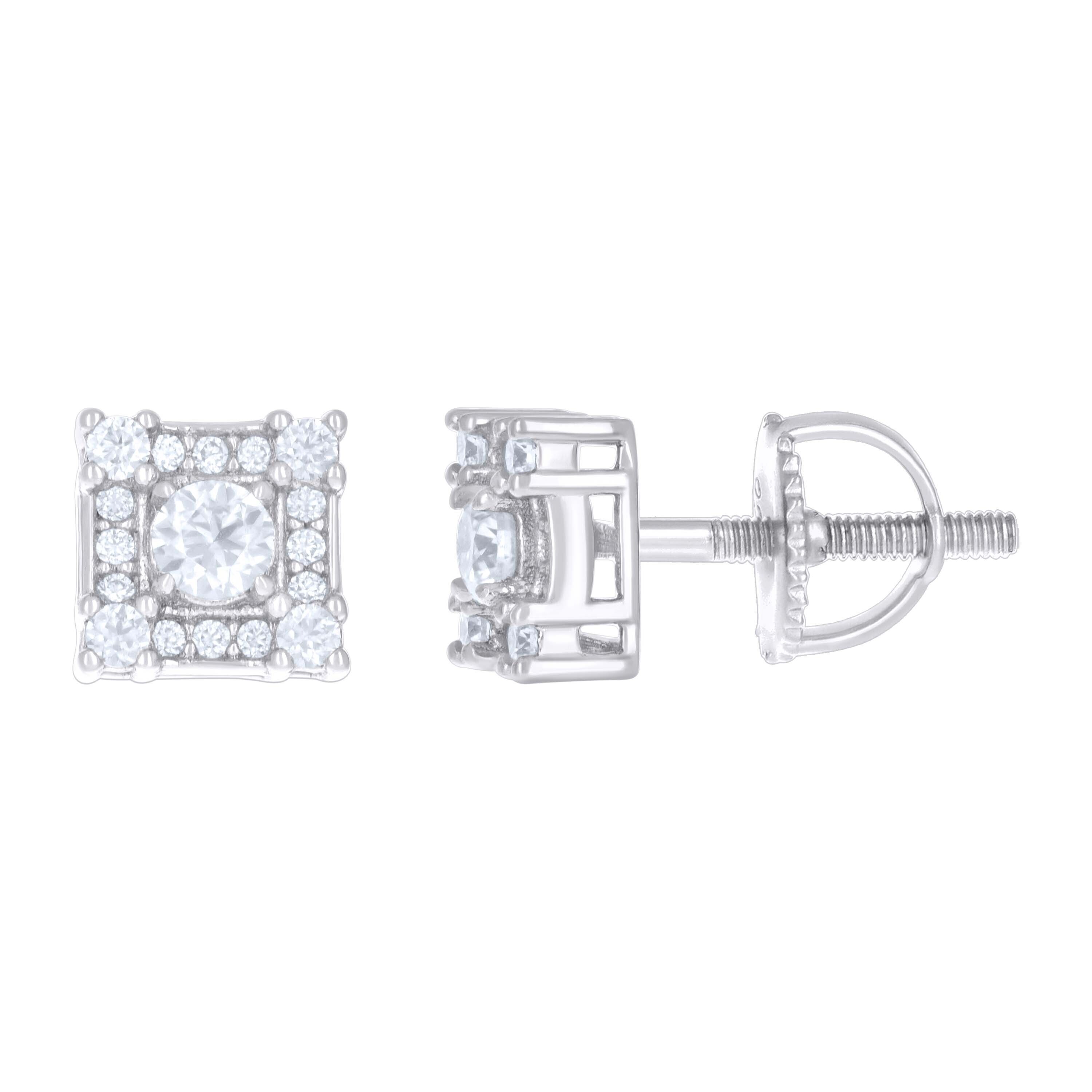 925 Sterling Silver Womens 0.42ct Moissanite Square Stud Earrings